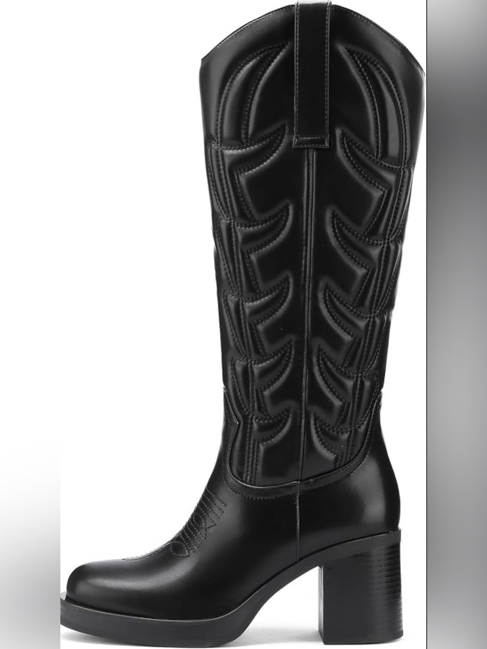 Women's classic Black Over-the-Knee Western Block-Heel Boots size 8